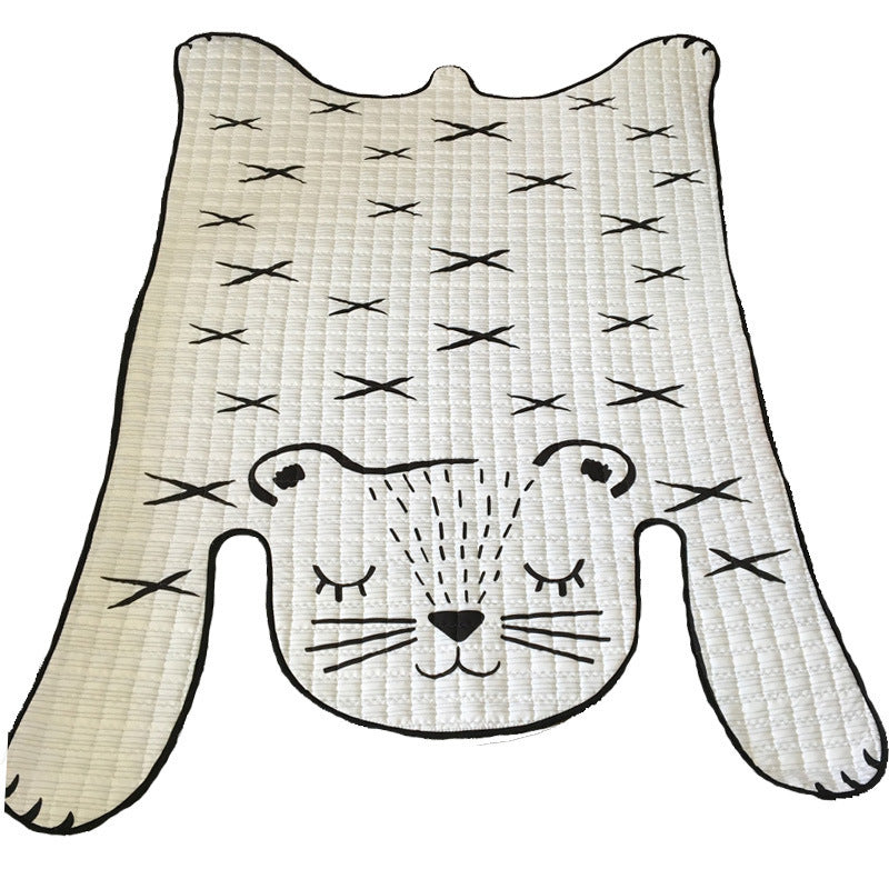 White tiger plush play mat kids floor mat tiger print