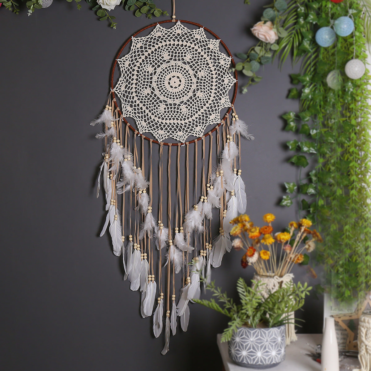 Boho dreamcatcher wall hanging  macramé dreamcatcher decor