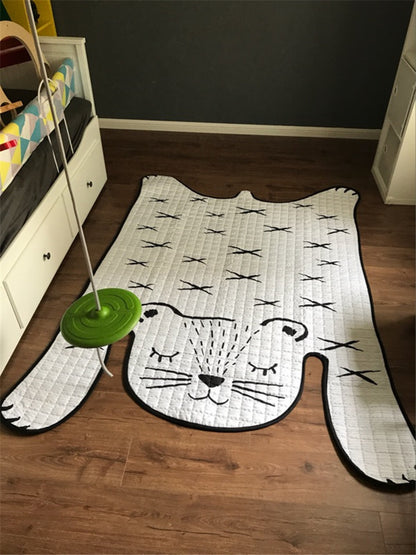 White tiger plush play mat kids floor mat tiger print