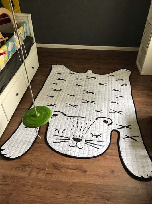 White tiger plush play mat kids floor mat tiger print