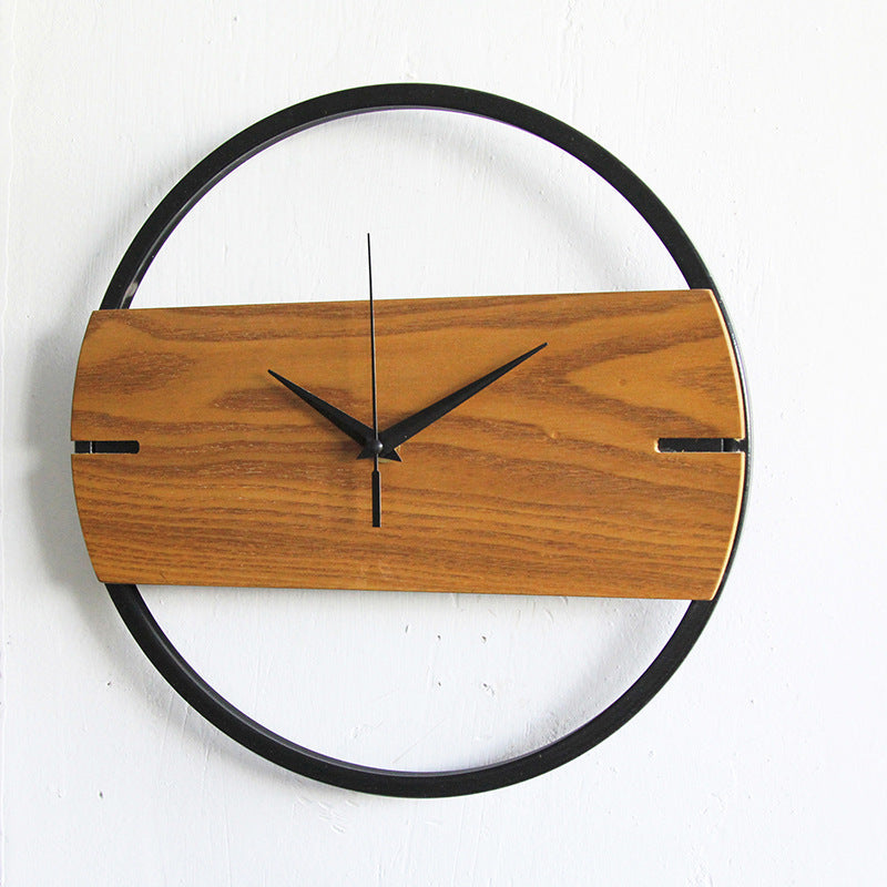 Nordic wood wall clock Silent quartz wall clock natural wood