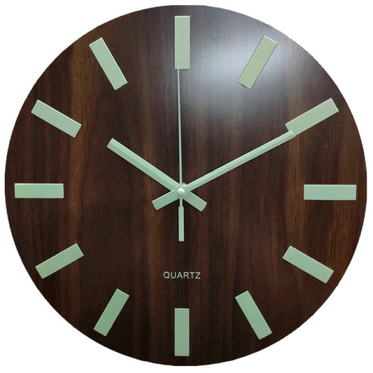 Glow in the dark wall clock  luminous wood wall clock  