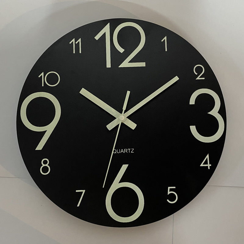 Glow in the dark wall clock  luminous wood wall clock  