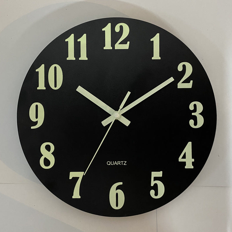 Glow in the dark wall clock  luminous wood wall clock  