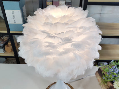 Luxury feather table lamp  Nordic bedside touch lamp