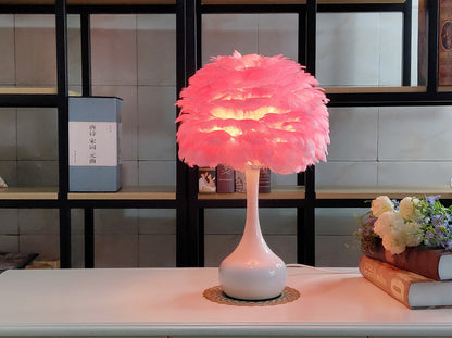 Luxury feather table lamp  Nordic bedside touch lamp