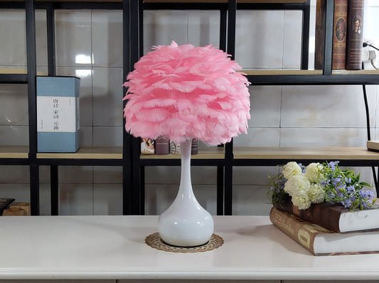 Luxury feather table lamp  Nordic bedside touch lamp