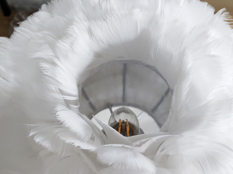 Luxury feather table lamp  Nordic bedside touch lamp