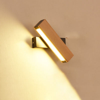 Wooden LED wall lamp living room adjustable wall lamp