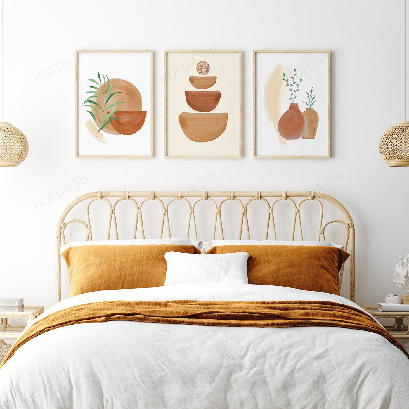 Bohemian canvas wall art  boho wall decor painting