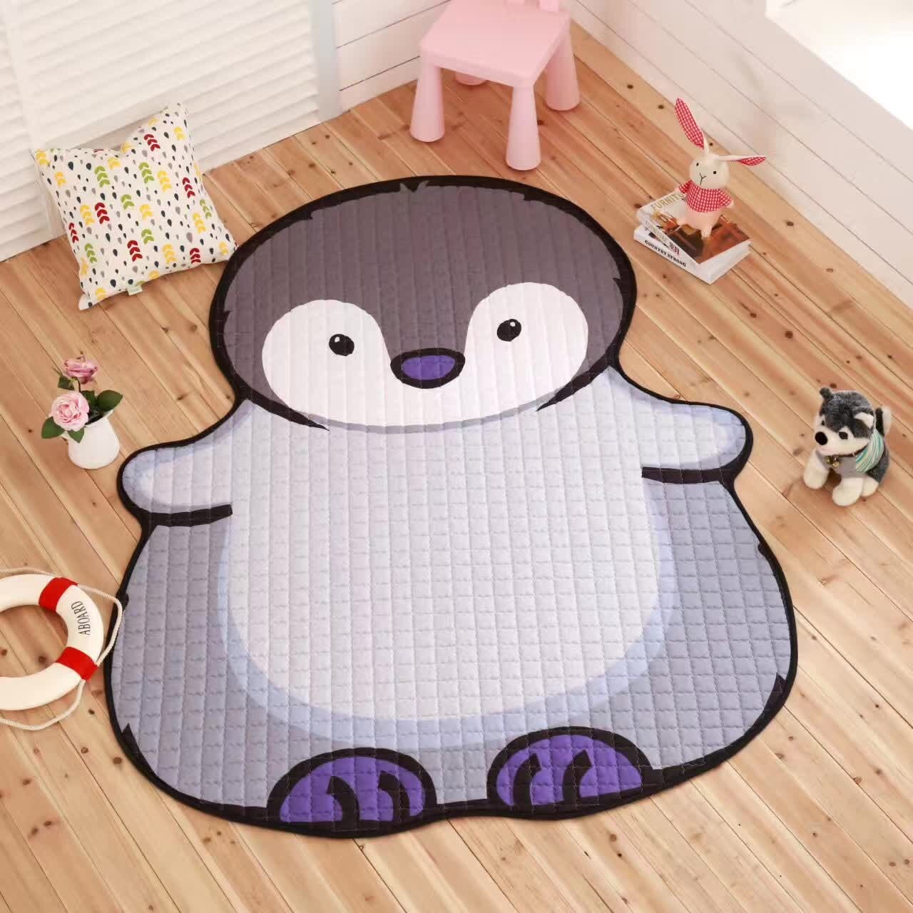 White tiger plush play mat kids floor mat tiger print