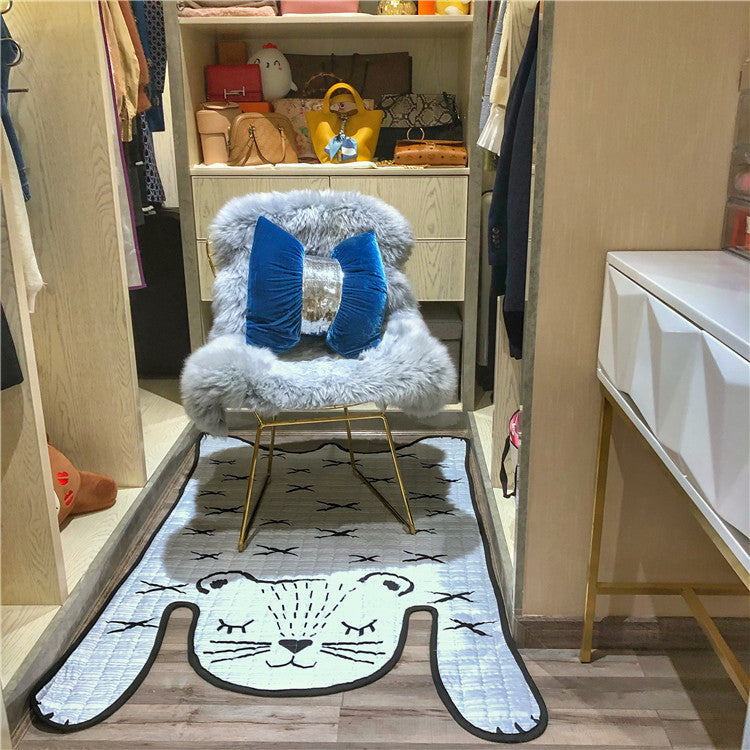 White tiger plush play mat kids floor mat tiger print