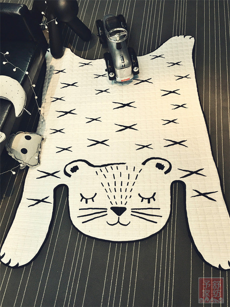 White tiger plush play mat kids floor mat tiger print