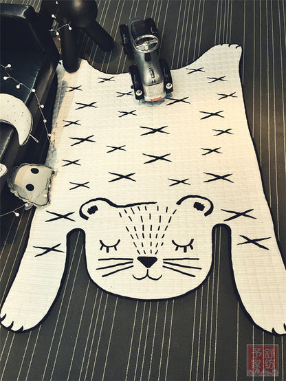 White tiger plush play mat kids floor mat tiger print