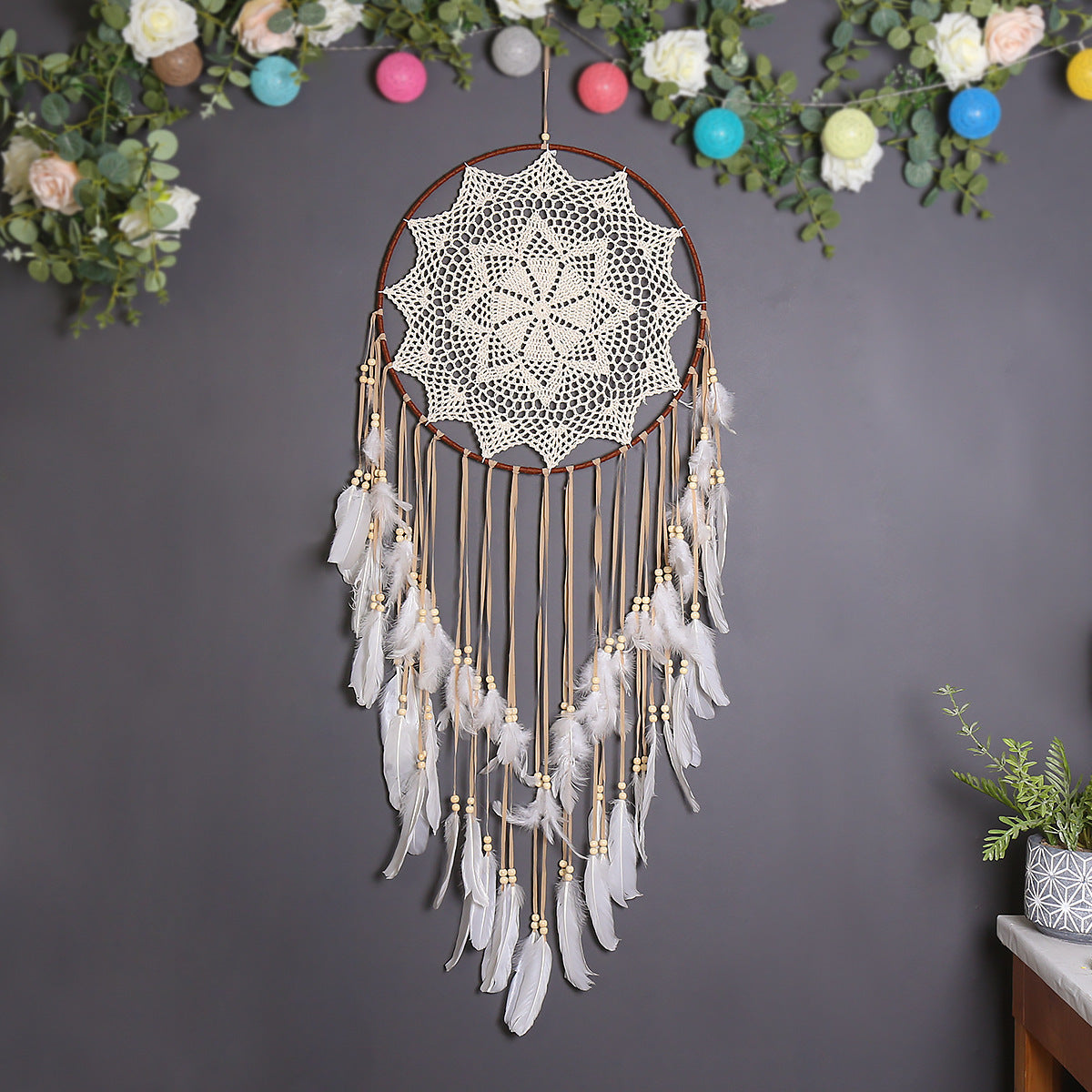Boho dreamcatcher wall hanging  macramé dreamcatcher decor