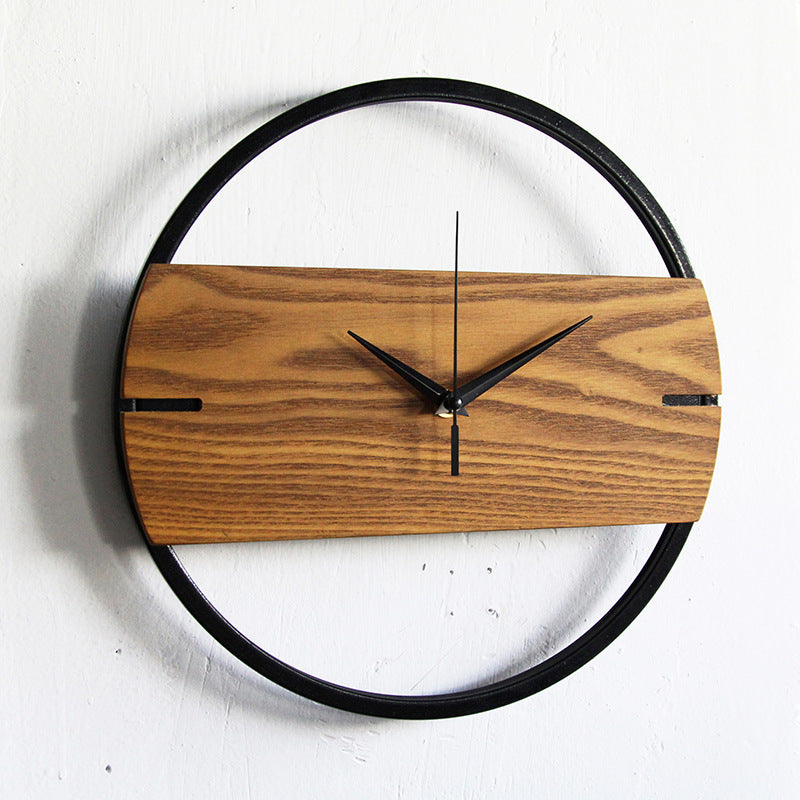 Nordic wood wall clock Silent quartz wall clock natural wood