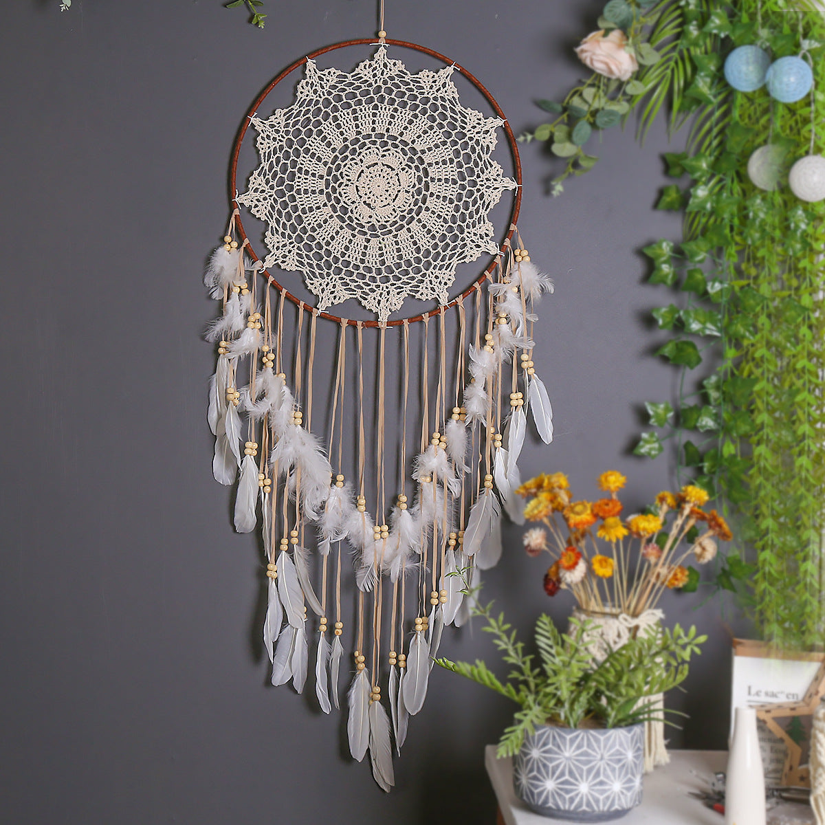 Boho dreamcatcher wall hanging  macramé dreamcatcher decor