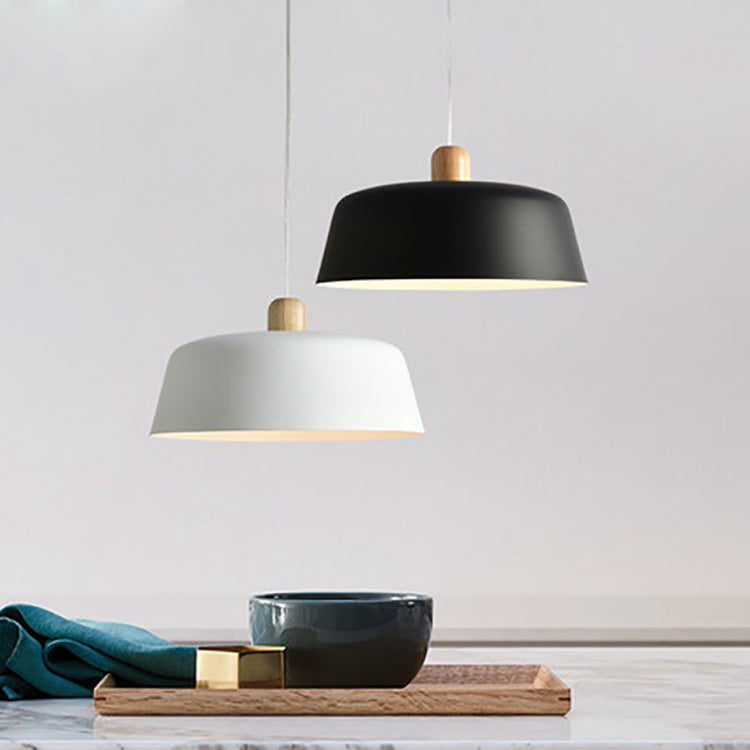 Nordic wood pendant light black wood hanging lamp kitchen